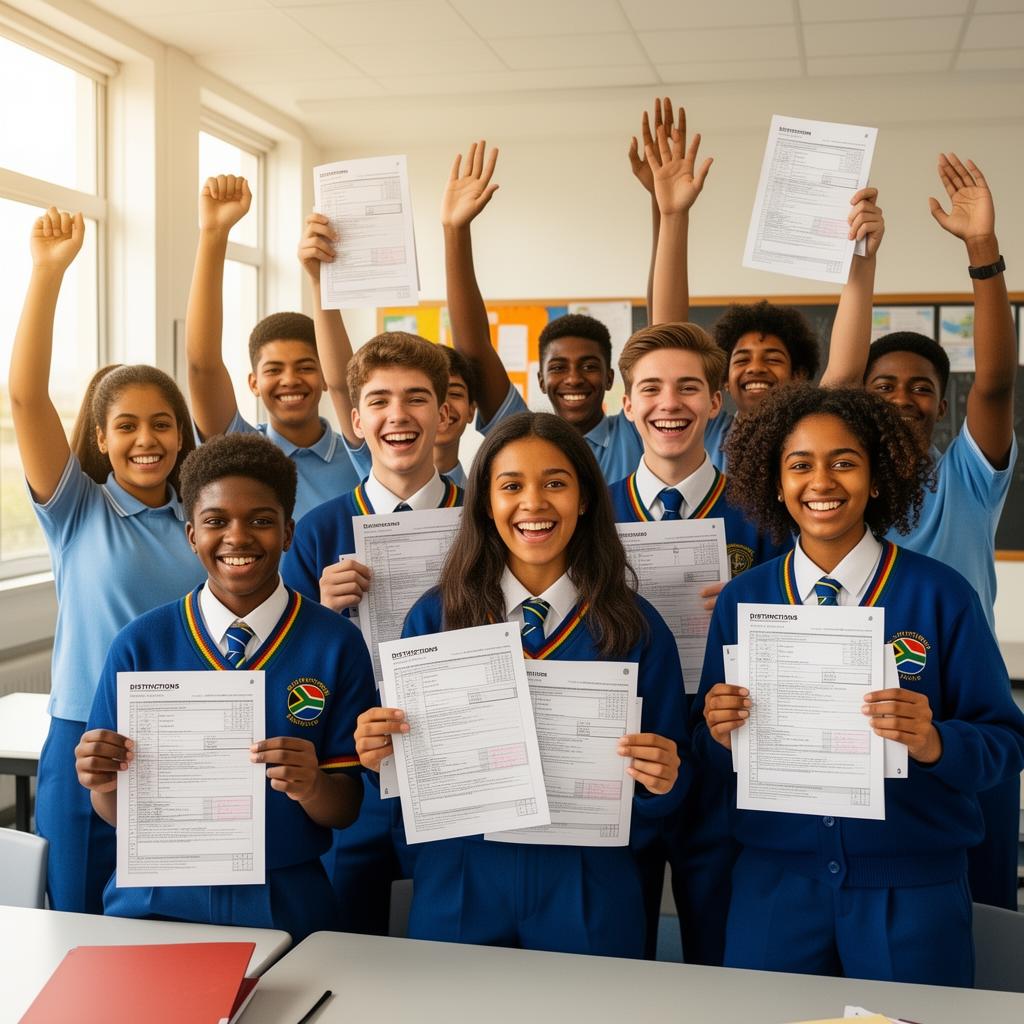 South African learners celebrating top maths results